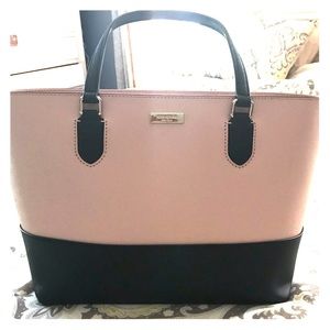 Gorgeous pale pink and black Kate Spade tote.